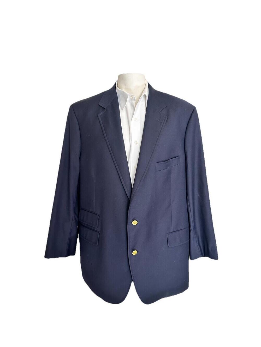 Vintage Southwick For H. Stockton Blue Gold Button Mens Blazer Sports Coat 45R